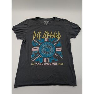 Def Leppard 7 Day Weekend Tour Graphic T Shirt XL Gray Recycled Karma Concert